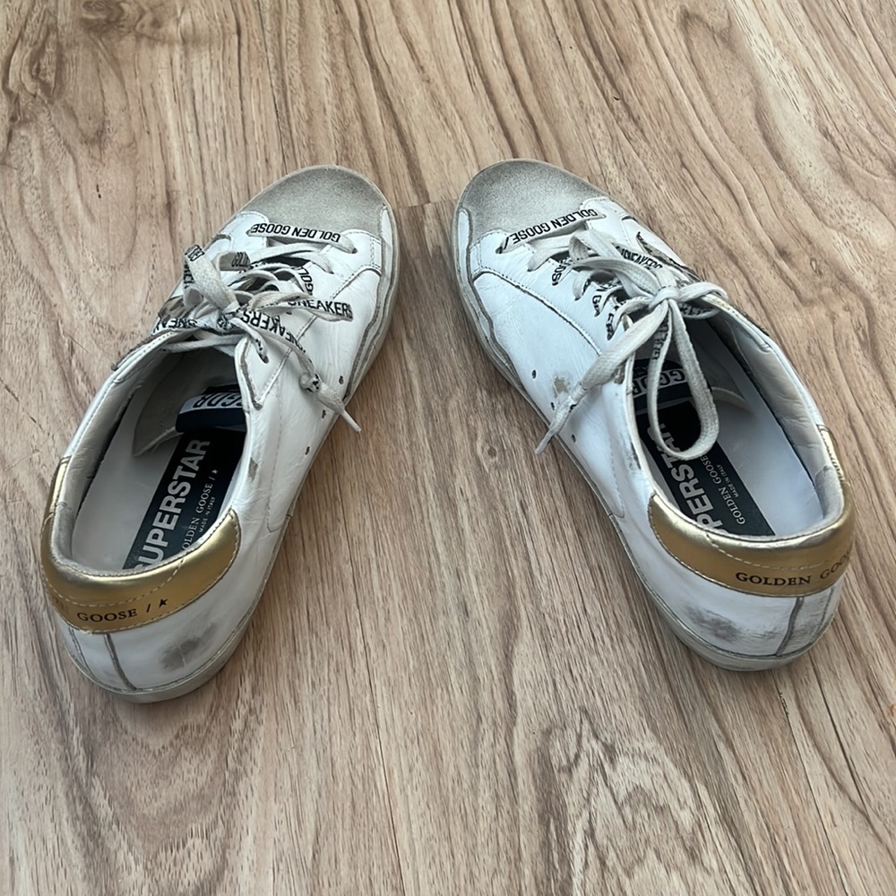 Golden Goose Superstars size 37 white with leopard spotted star and gold tab - Picture 4 of 10